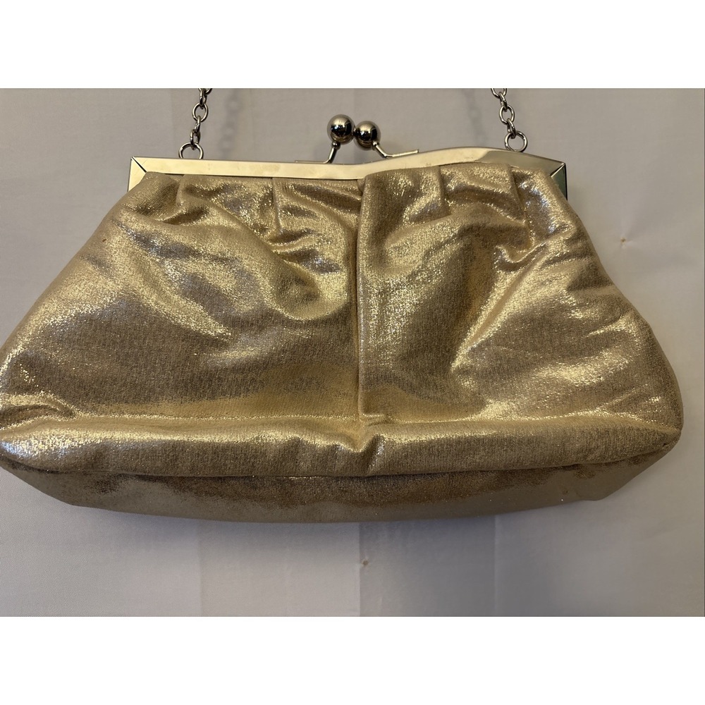Vintage 90's gold metallic handbag w/ chain strap Jessica McClintock Formal